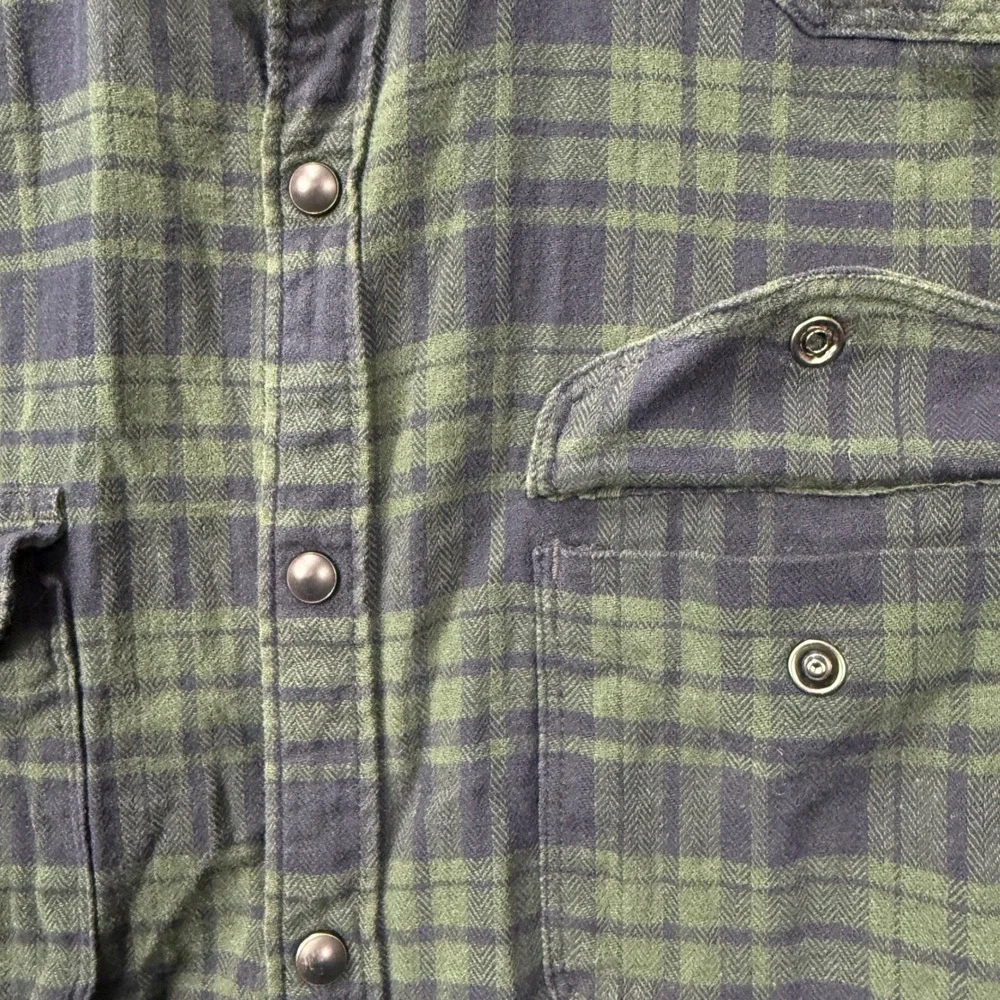 Lucky Brand‎ Mens Saturday Stretch Green Plaid Western Snap Front Shirt Medium